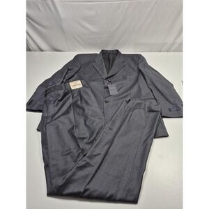 ZINO Suit Mens 52 Gray Wool Super 120s 2 Piece 47x36 Milan Italy NWT FLAW